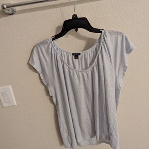 Ann Taylor 100% Linen Shimmery Light Blue Blouse